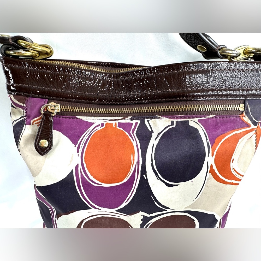 Coach Ashley F20016 Hand Drawn Scarf Print Multicolor Hippie Shoulder Bag Purse - Picture 12 of 14